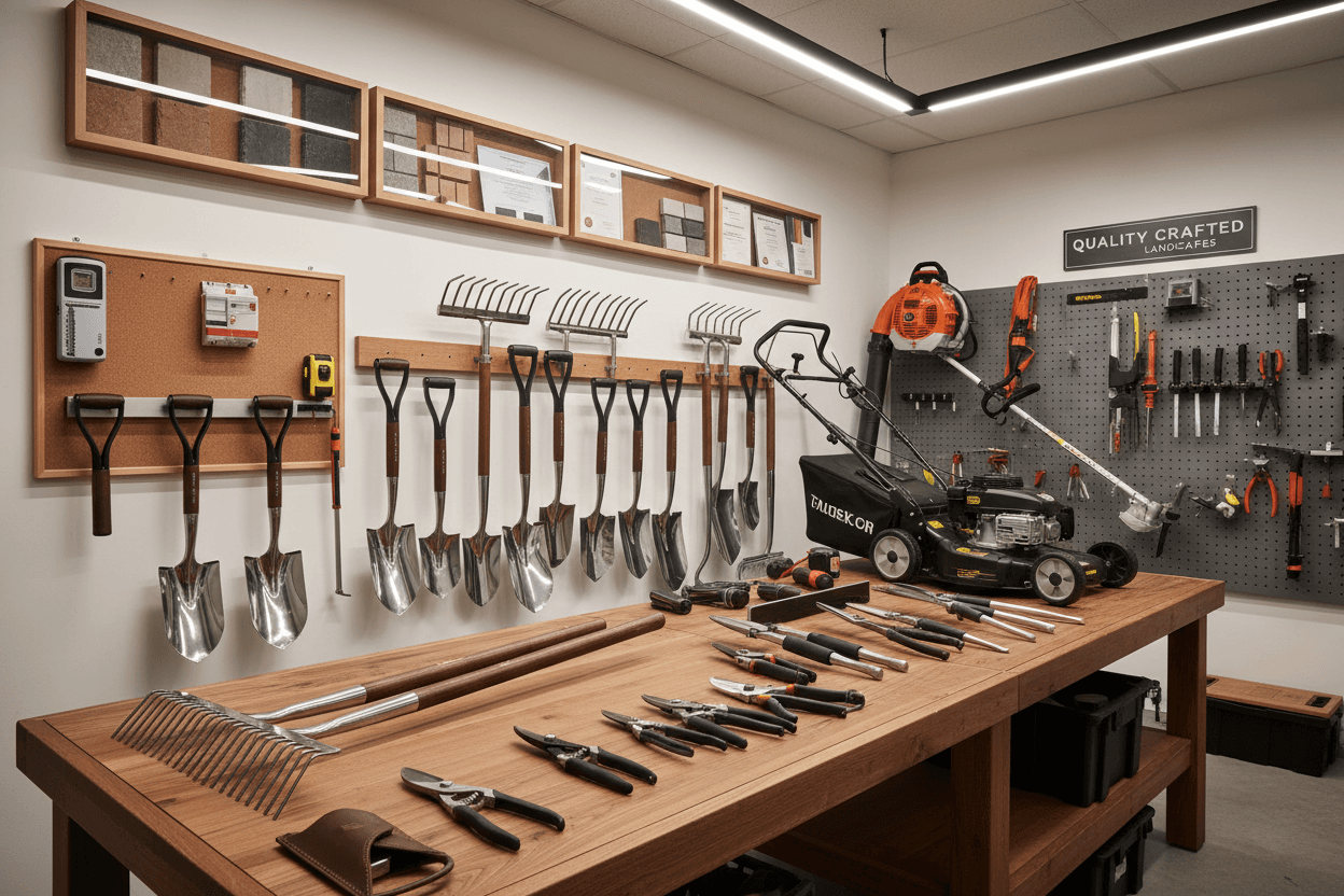 Professional landscaping tools and equipment